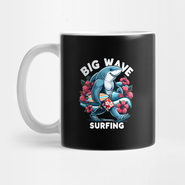 Surf's Up: Fun Shark With A Surfboard For Big Wave Surfing by eighttwentythreetees